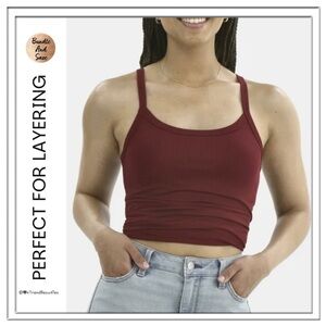 Burgundy Wine Stretchy Ribbed Tank Top